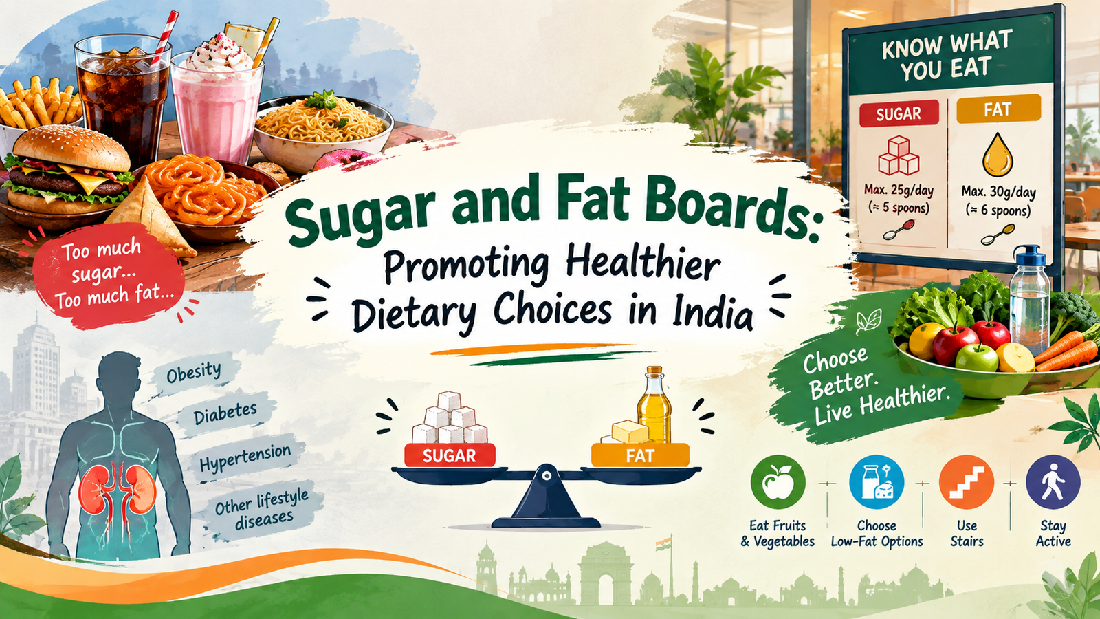 Sugar and Fat Boards: Promoting Healthier Dietary Choices in India